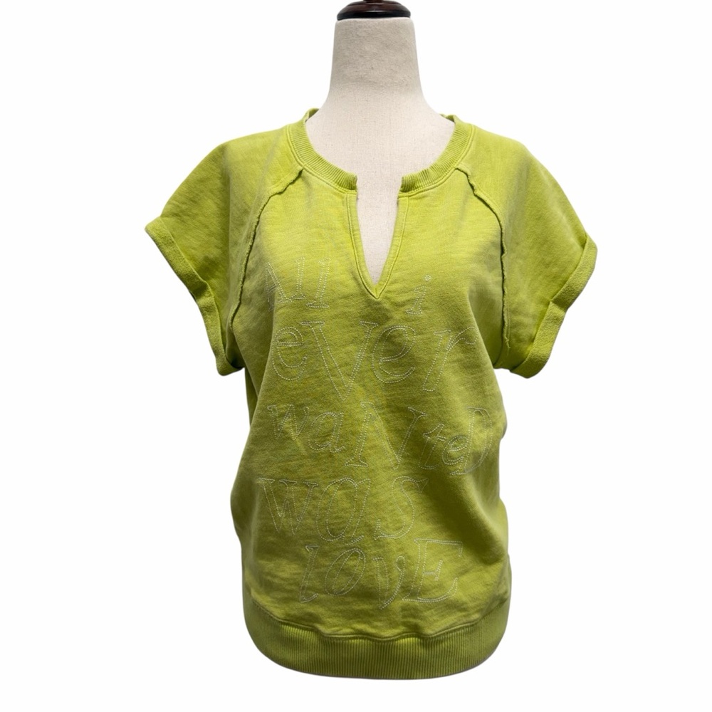Anthropologie x Scott Csoke Sustainable Sweatshirt Chartreuse Size X-Small